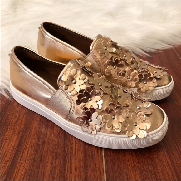 Steve Madden Shoes - Steve Madden Rose Gold Floral Slip On Sneakers, 8